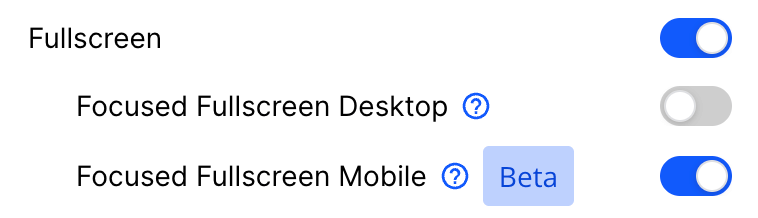 Fullscreen Settings